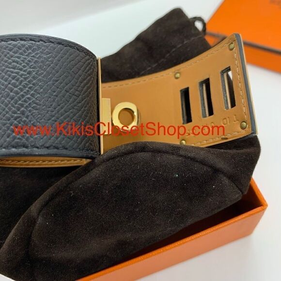 HERMÈS Black Leather & Rose Gold Hardware Bracelet - Picture 11 of 11